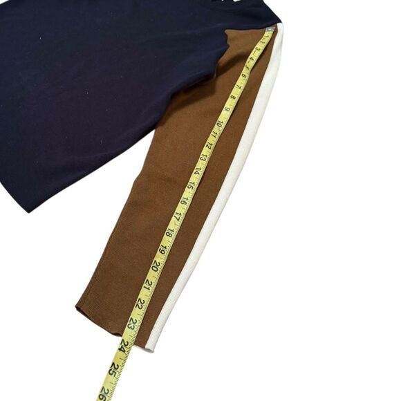 Lacoste Color Block CrewNeck Sweater Blue Brown Pullover Size 38 Wool Blend - Picture 6 of 10